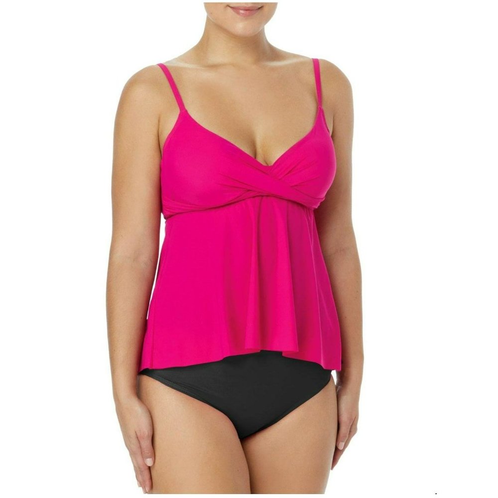 2FOR$30 - NWT Contours by Coco Reef Pink Slimming Tankini Swim Top, 32C - Picture 3 of 5